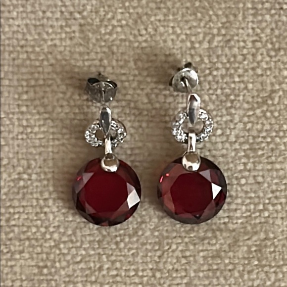 Sophisticated Red and Silver Crystal Earrings - Picture 2 of 3